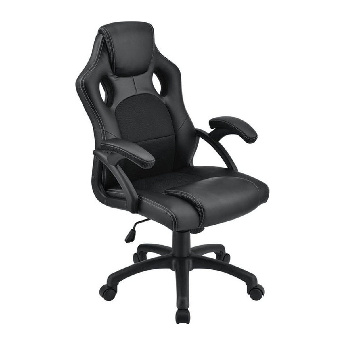Juskys Racing Schreibtischstuhl Montreal ergonomischer Gaming Stuhl in Schwarz mit Kunstleder und Mesh im Racer Design - Bild 2