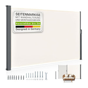 Juskys Seitenmarkise Dubai blickdicht ausziehbar als Sichtschutz für Garten und Terrasse, Farbe: Beige, B/H: 300 x 190 cm