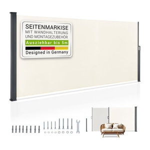 Juskys Seitenmarkise Dubai blickdicht ausziehbar, Sichtschutz für Garten und Terrasse, Beige, B: 500 cm, H: 160 cm