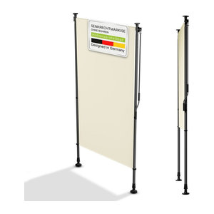 Juskys Senkrechtmarkise Barbados als Klemmmarkise ohne Bohren, Sonnenschutz und Sichtschutz aus Aluminium und Stahl, Beige, B: 100 cm, H: 310 cm