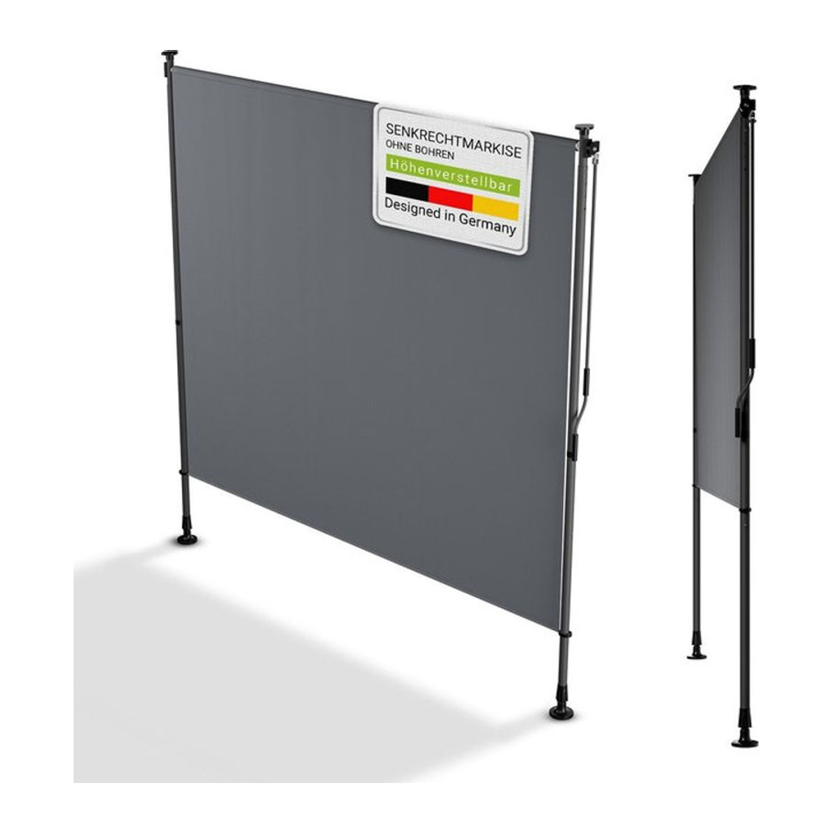 Juskys Senkrechtmarkise Barbados als Klemmmarkise ohne Bohren, wetterfest und wasserabweisend, Farbe: Grau, B/H: 200 x 310 cm - Bild 1