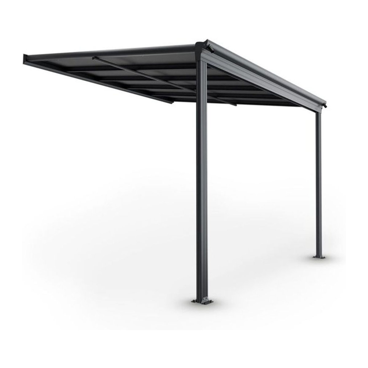 Juskys Terrassenüberdachung Borneo aus Aluminium mit Doppelstegplatten in Anthrazit, 3 x 3 m - Bild 2