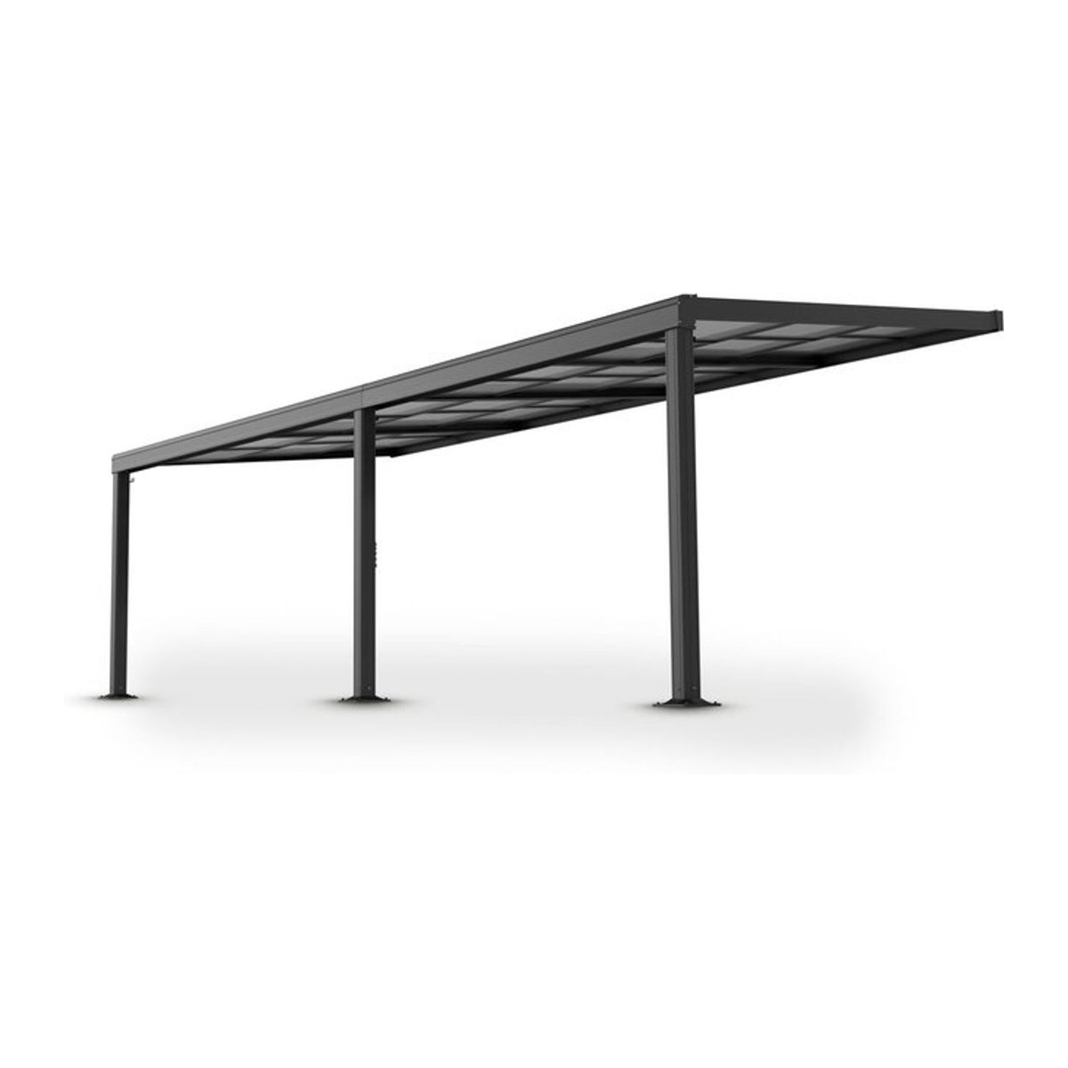 Juskys Terrassenüberdachung Jakarta mit Schiebedach aus Aluminium und Doppelstegplatten, Grau, B: 6 m, T: 3 m - Bild 1