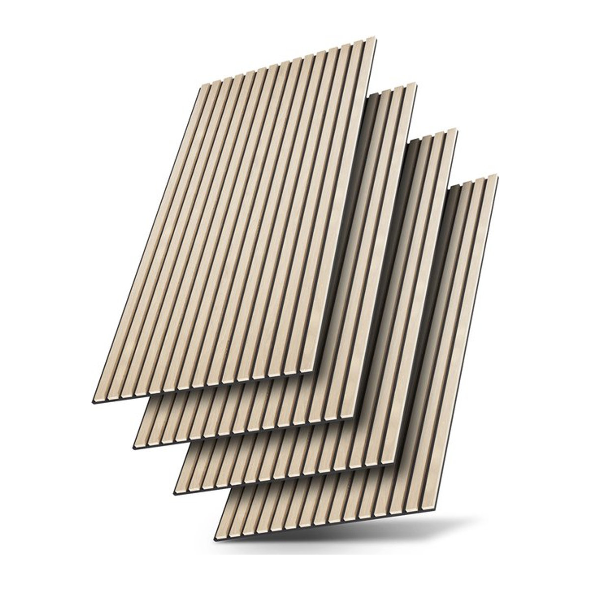 Juskys Wandpaneele Akustik 4er Set aus Holzfurnier in Eiche Natur Hell, B/H: 60 x 120 cm - Bild 1