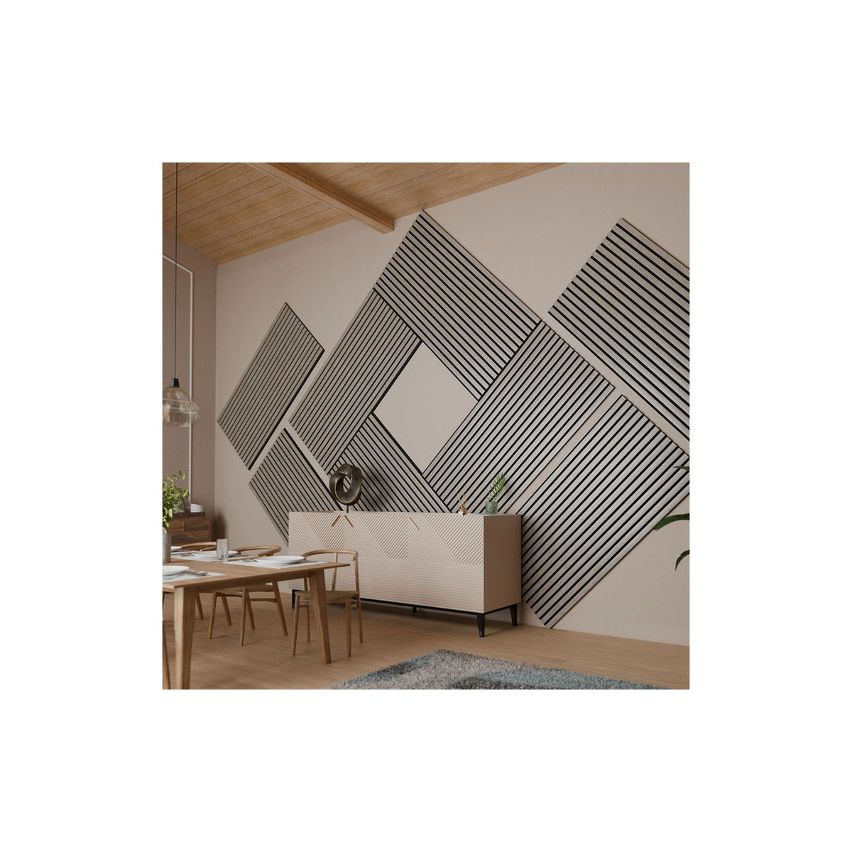 Juskys Wandpaneele Akustik 4er Set aus Holzfurnier in Eiche Natur Hell, B/H: 60 x 120 cm - Bild 2