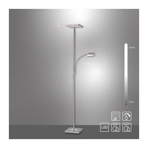 Just Light Deckenfluter Hans LED aus Edelstahl in Silber, Modern und Minimalistisch, Höhe: 190 cm