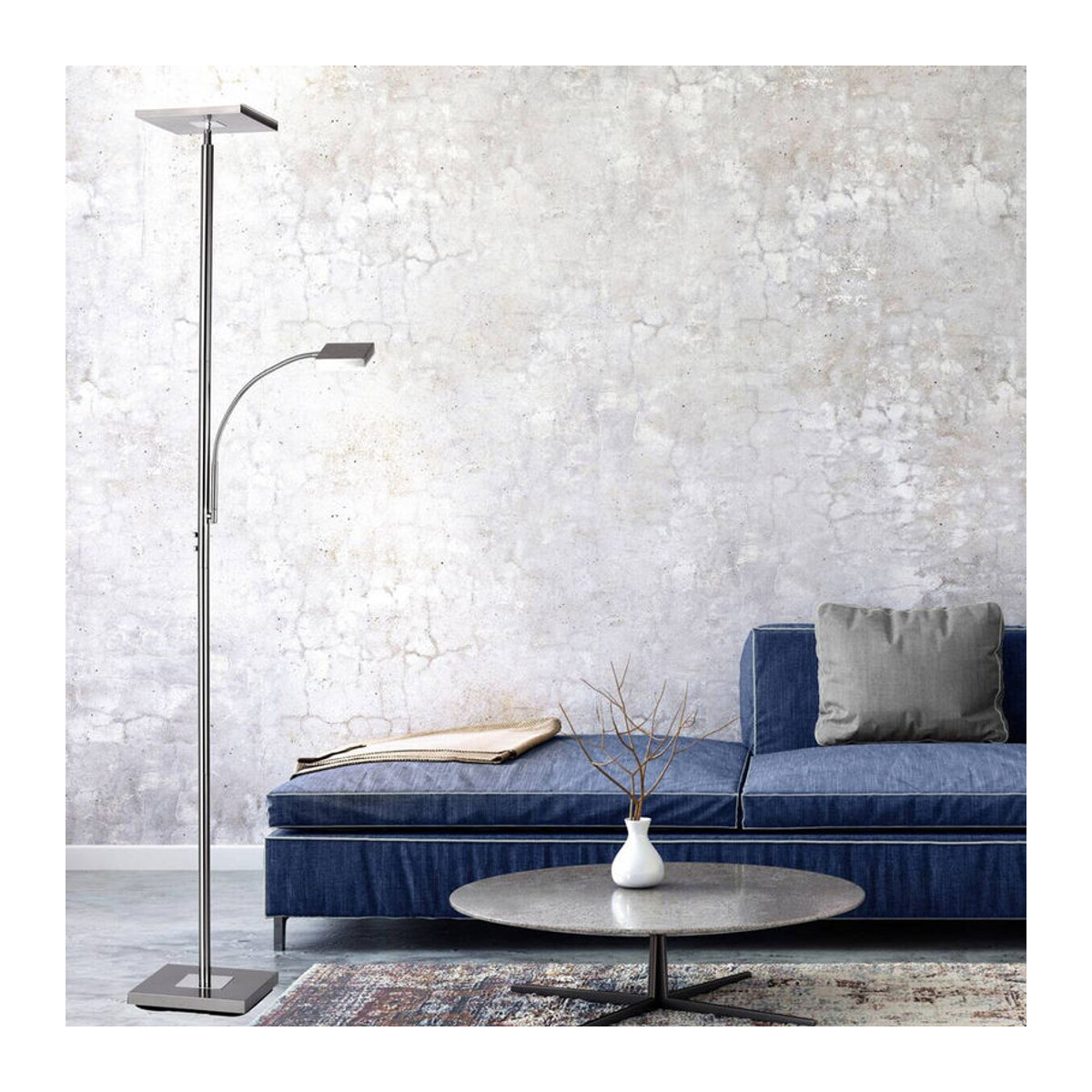 Just Light Deckenfluter Hans LED aus Edelstahl in Silber, Modern und Minimalistisch, Höhe: 190 cm - Bild 3