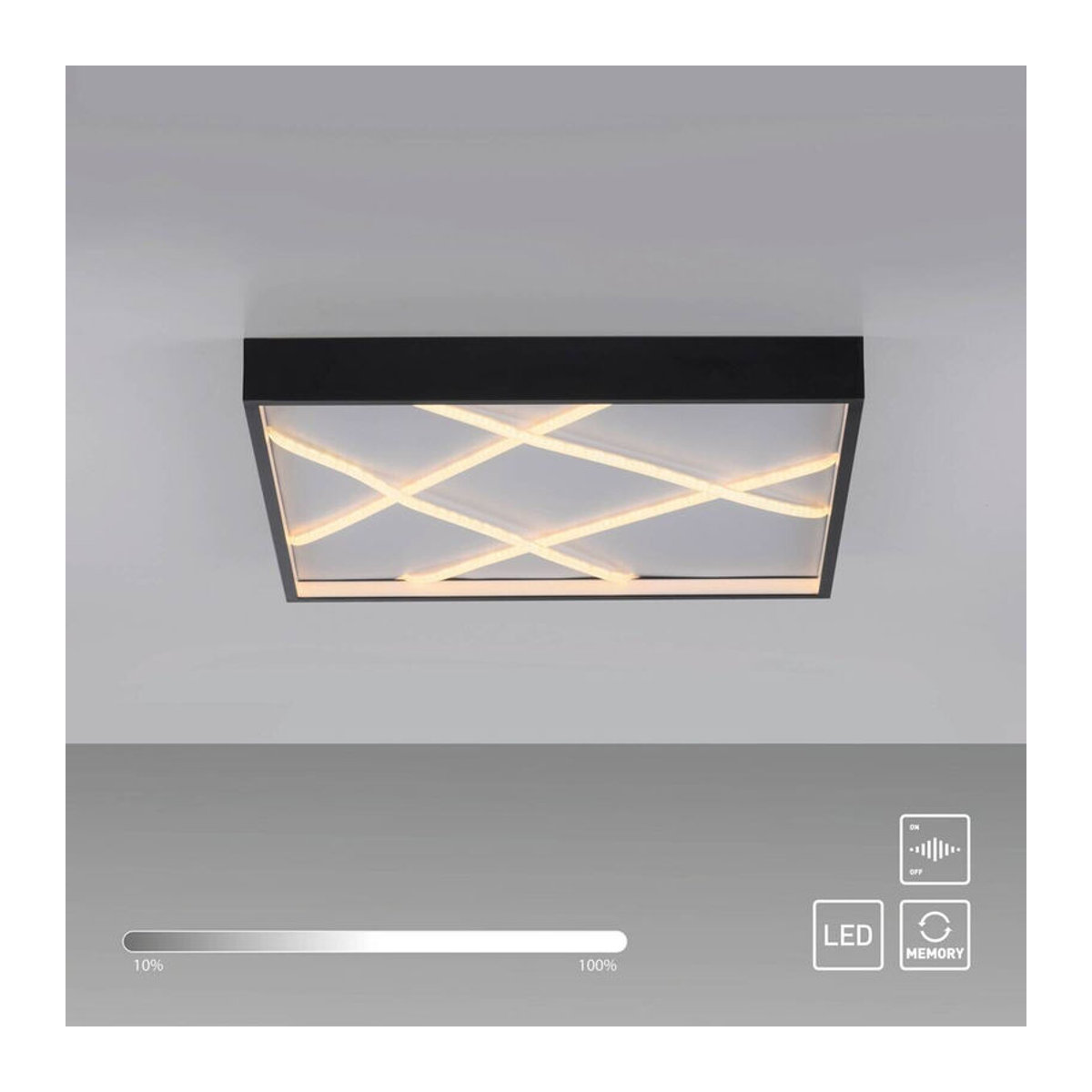 Just Light LED-Deckenleuchte Mikado Modern Schwarz B/T/H: 50 x 50 x 5,3 cm - Bild 2