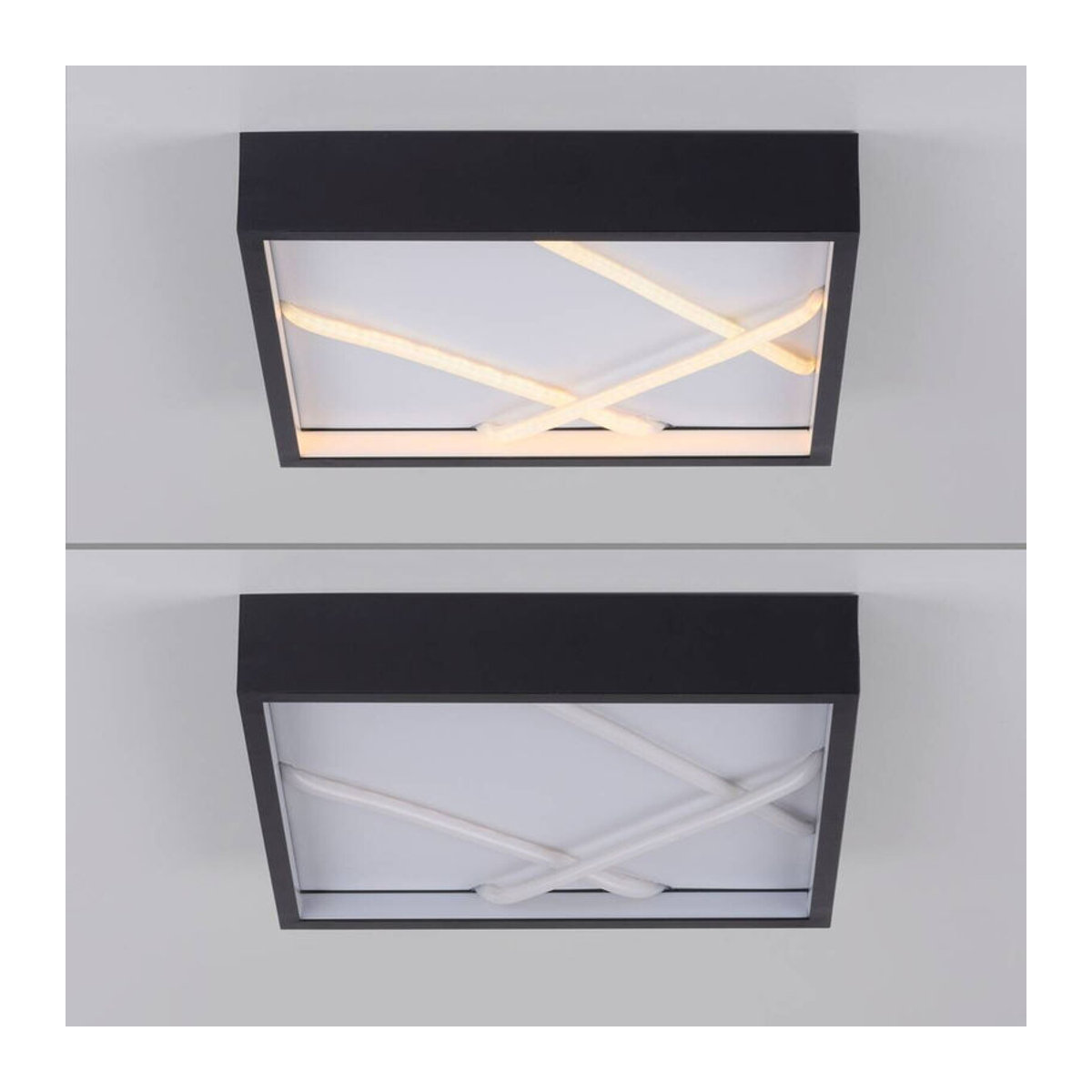 Just Light LED-Deckenleuchte Mikado Schwarz Modern Minimalistisch B/H/L: 30 x 28 x 30 cm - Bild 1