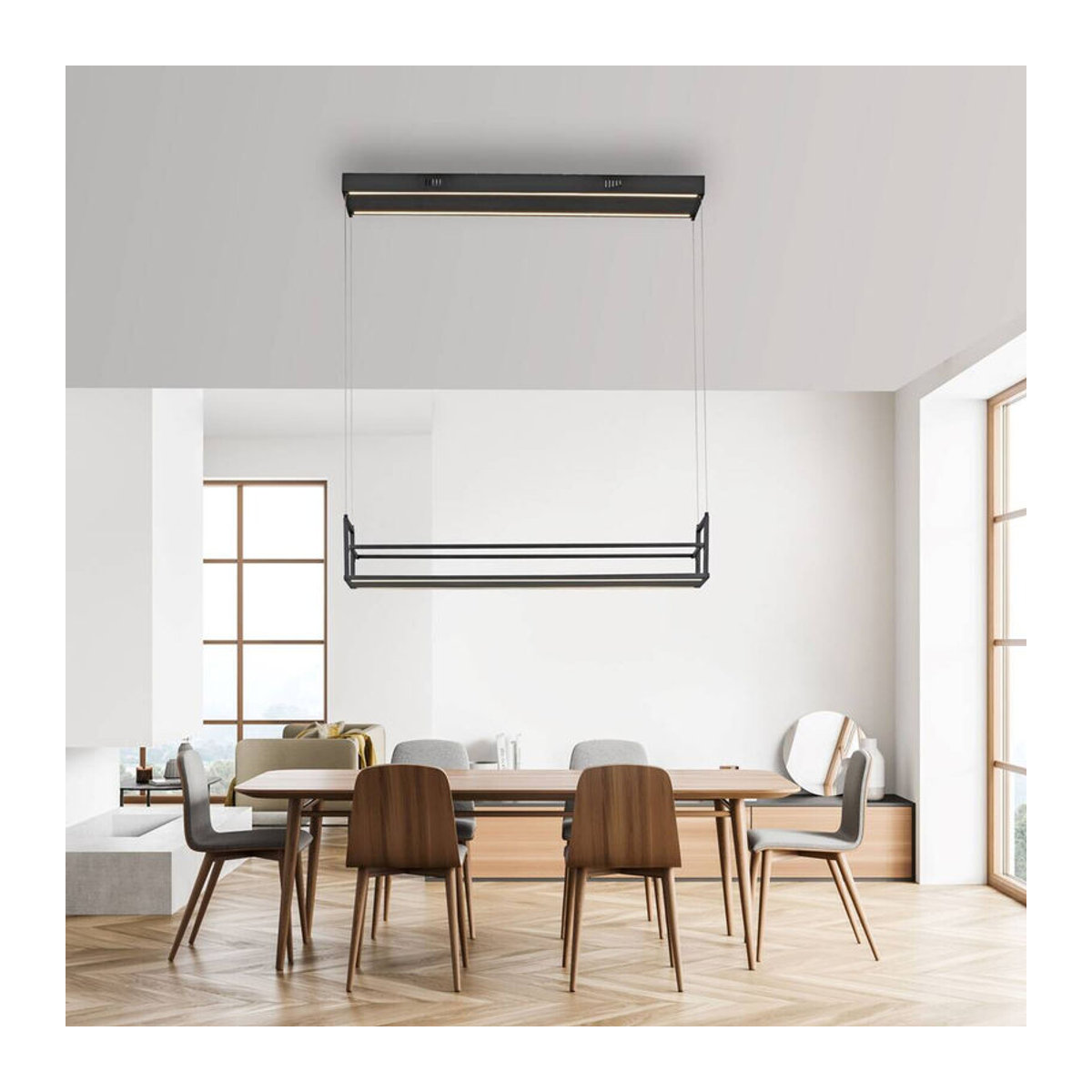 Just Light LED-Pendelleuchte Sontura Schwarz Modern Minimalistisch B/H/L: 17,1 x 120 x 103,6 cm - Bild 3