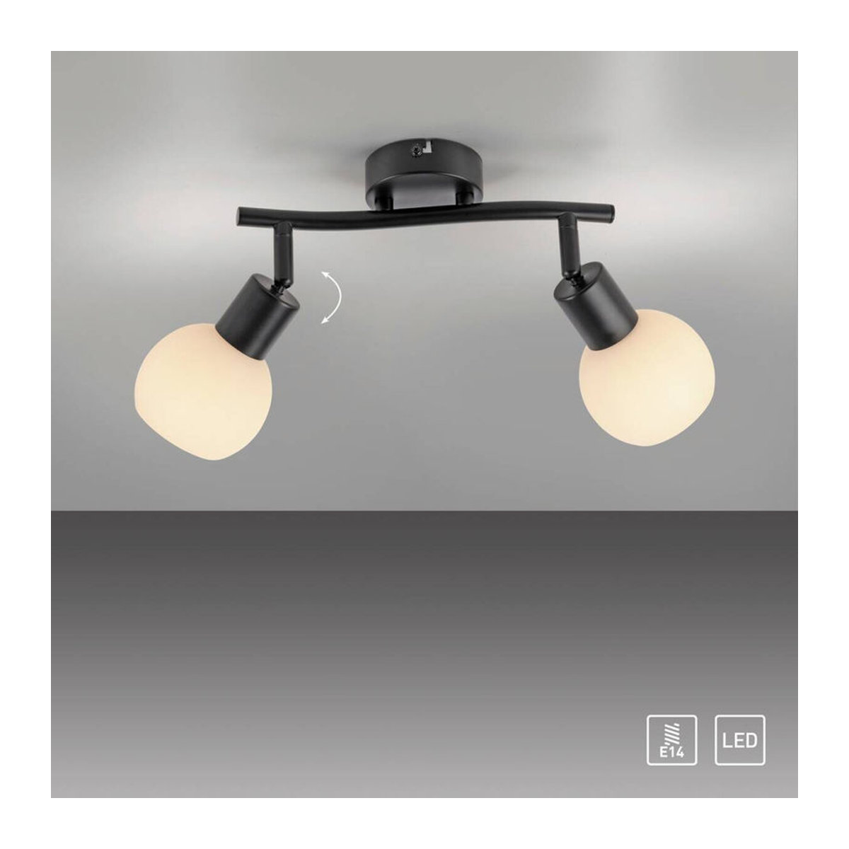 Just Light Loki Deckenspot Strahler Schwarz B/H/L: 25 x 20 x 43 cm E14 2 Brennstellen - Bild 4