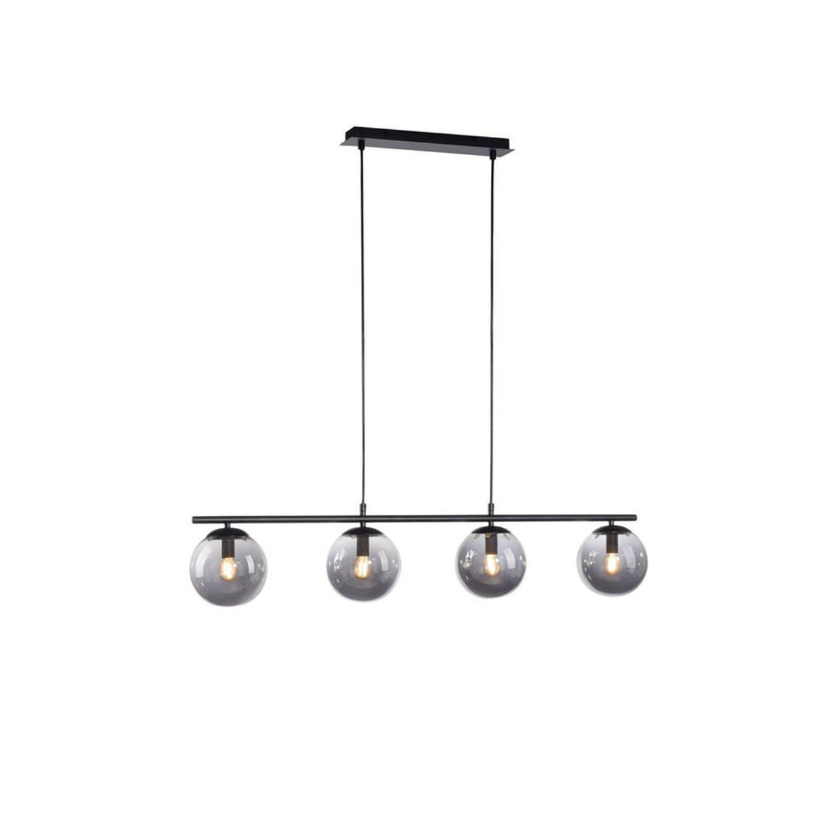 Just Light Pendelleuchte BIG WIDOW in Schwarz aus Metall und Rauchglas mit 4 E14 Fassungen, B/H: 100 x 150 cm - Bild 1