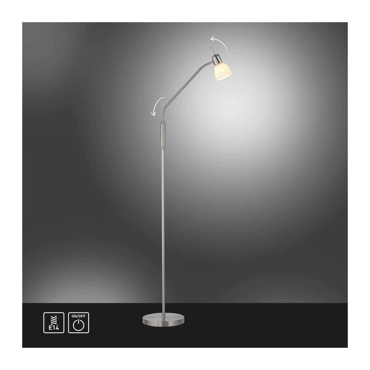 Just Light Stehleuchte Karo in Silber und Weiß aus Edelstahl, Aluminium, Kunststoff und Glas mit E14 Fassung, B/H/L: 60 x 160 x 60 cm - Bild 2