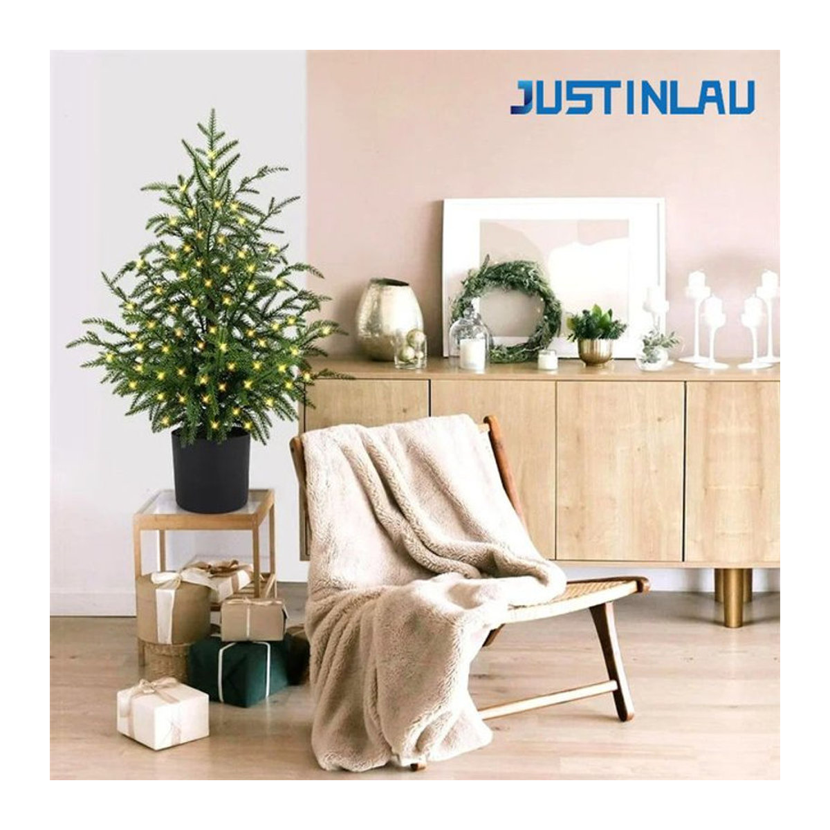 JUSTINLAU Künstliche Norfolk Kiefer als Topfpflanze in Grün zur Weihnachtsdekoration für Zuhause oder Büro, Höhe: 60,96 cm - Bild 1