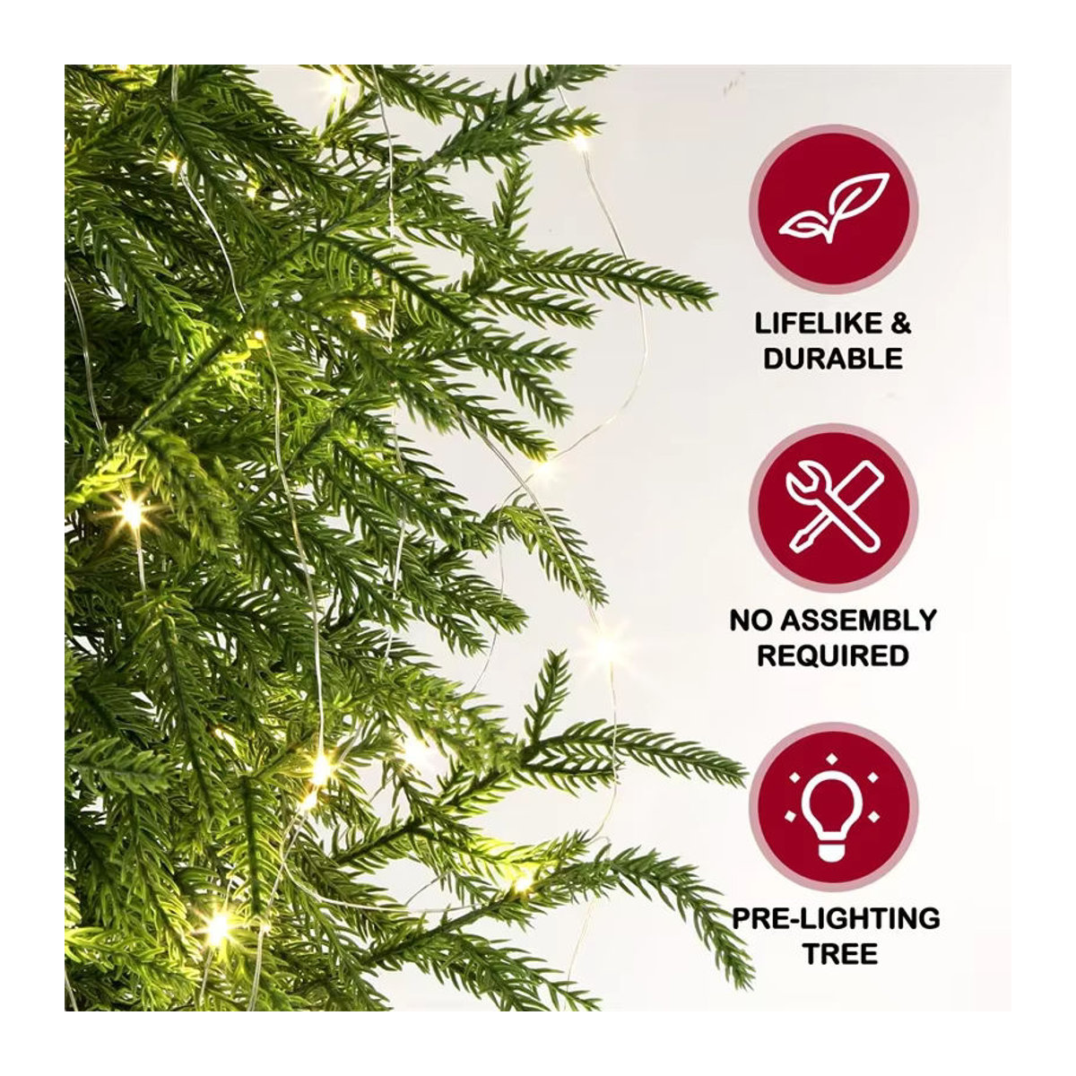 JUSTINLAU Künstliche Norfolk Kiefer als Topfpflanze in Grün zur Weihnachtsdekoration für Zuhause oder Büro, Höhe: 60,96 cm - Bild 4
