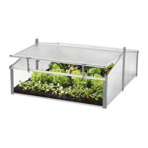 Juwel Doppel Frühbeet Gewächshaus Easy Fix mit Fensterfixierung aus Polycarbonat in Alufarben, B/T/H: 120 x 100 x 40/30 cm