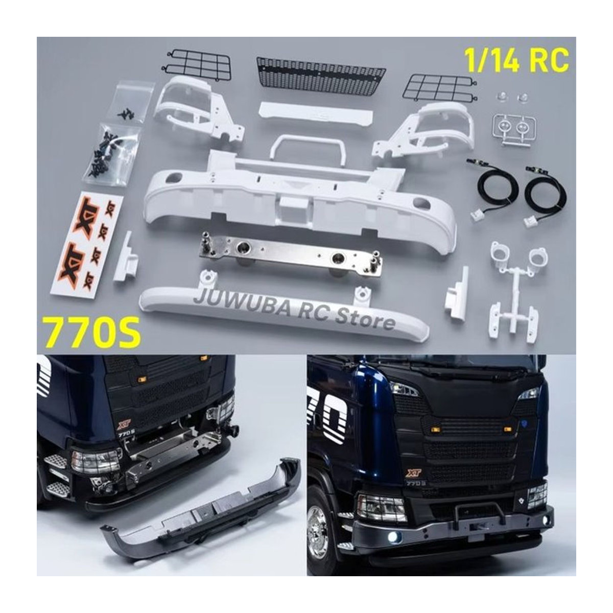 JUWUBA Untere Stoßstange für Tamiya 1/14 RC Lkw Scania 770S XT in Weiß - Bild 1