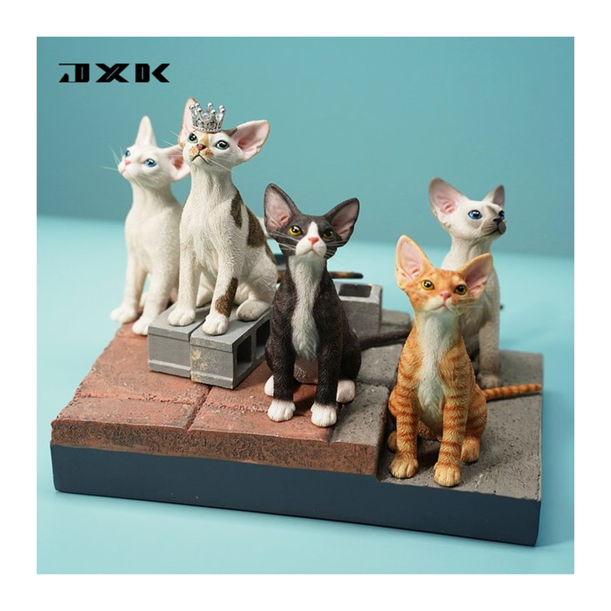 JXK Devon Rex Prinzessin Katze Modell Maßstab 1:6, mehrfarbig, Kunstharz-Dekoration für Auto und Wohnraum - Bild 1
