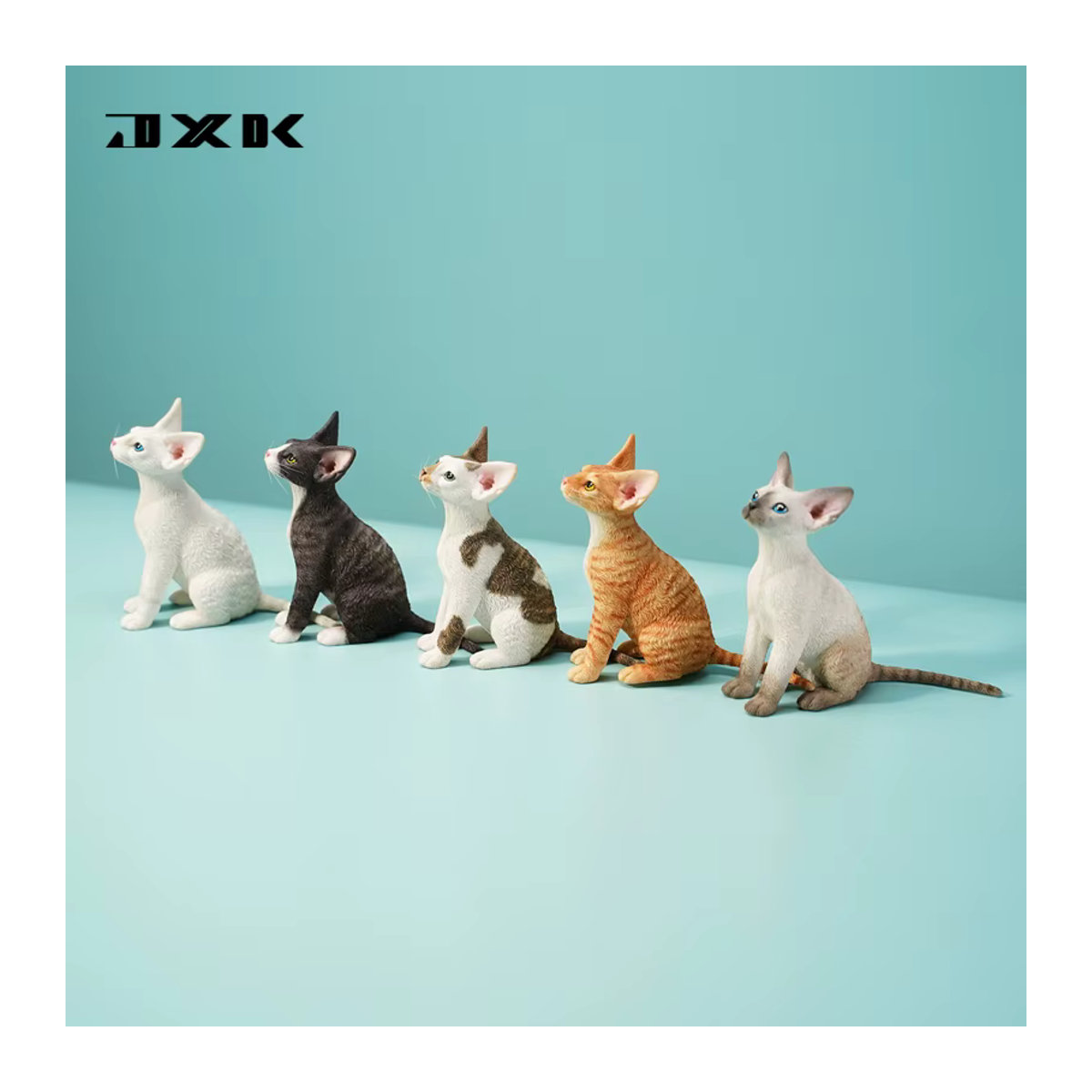 JXK Devon Rex Prinzessin Katze Modell Maßstab 1:6, mehrfarbig, Kunstharz-Dekoration für Auto und Wohnraum - Bild 3