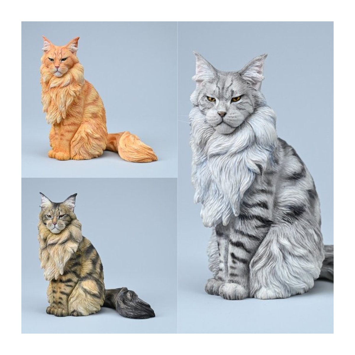 JXK Maine Coon Katze Modell in 1/6 Skala aus Kunstharz, mehrfarbiges Tier-Zubehör für Actionfiguren und Puppen-Dekoration - Bild 1