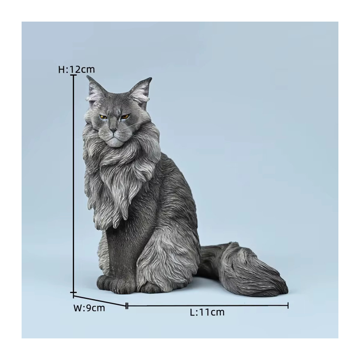 JXK Maine Coon Katze Modell in 1/6 Skala aus Kunstharz, mehrfarbiges Tier-Zubehör für Actionfiguren und Puppen-Dekoration - Bild 2