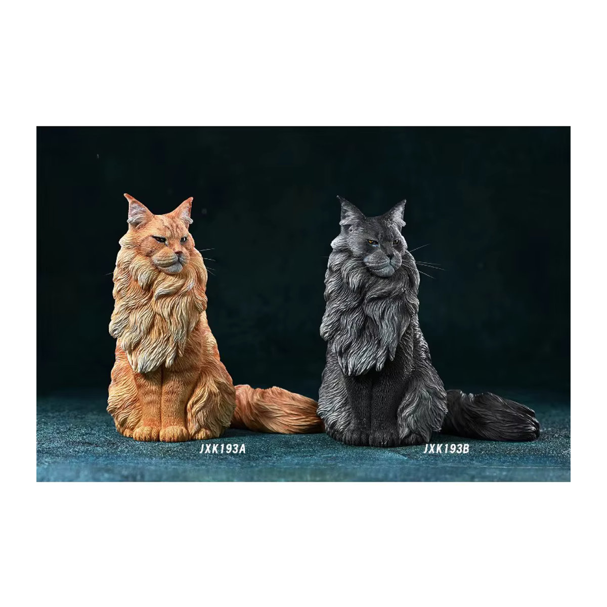 JXK Maine Coon Katze Modell in 1/6 Skala aus Kunstharz, mehrfarbiges Tier-Zubehör für Actionfiguren und Puppen-Dekoration - Bild 3