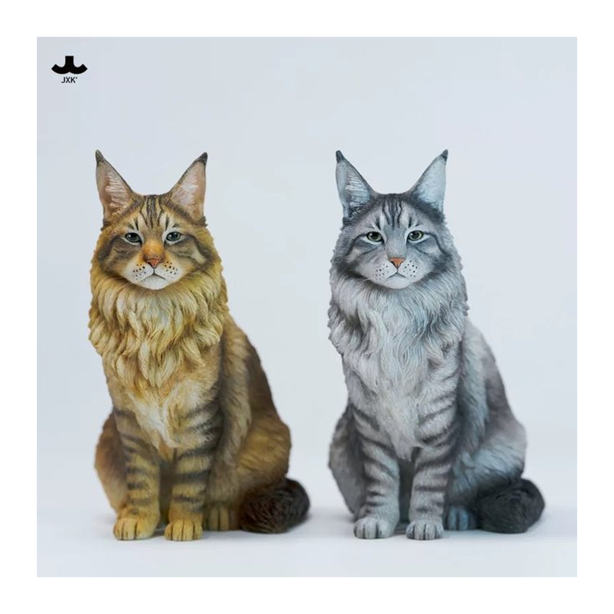 JXK364A/B Maine Coon Katze Tierfigur aus Kunstharz im 1/6 Maßstab, mehrfarbig, sitzende Katzenfigur für die Desktop-Dekoration - Bild 1