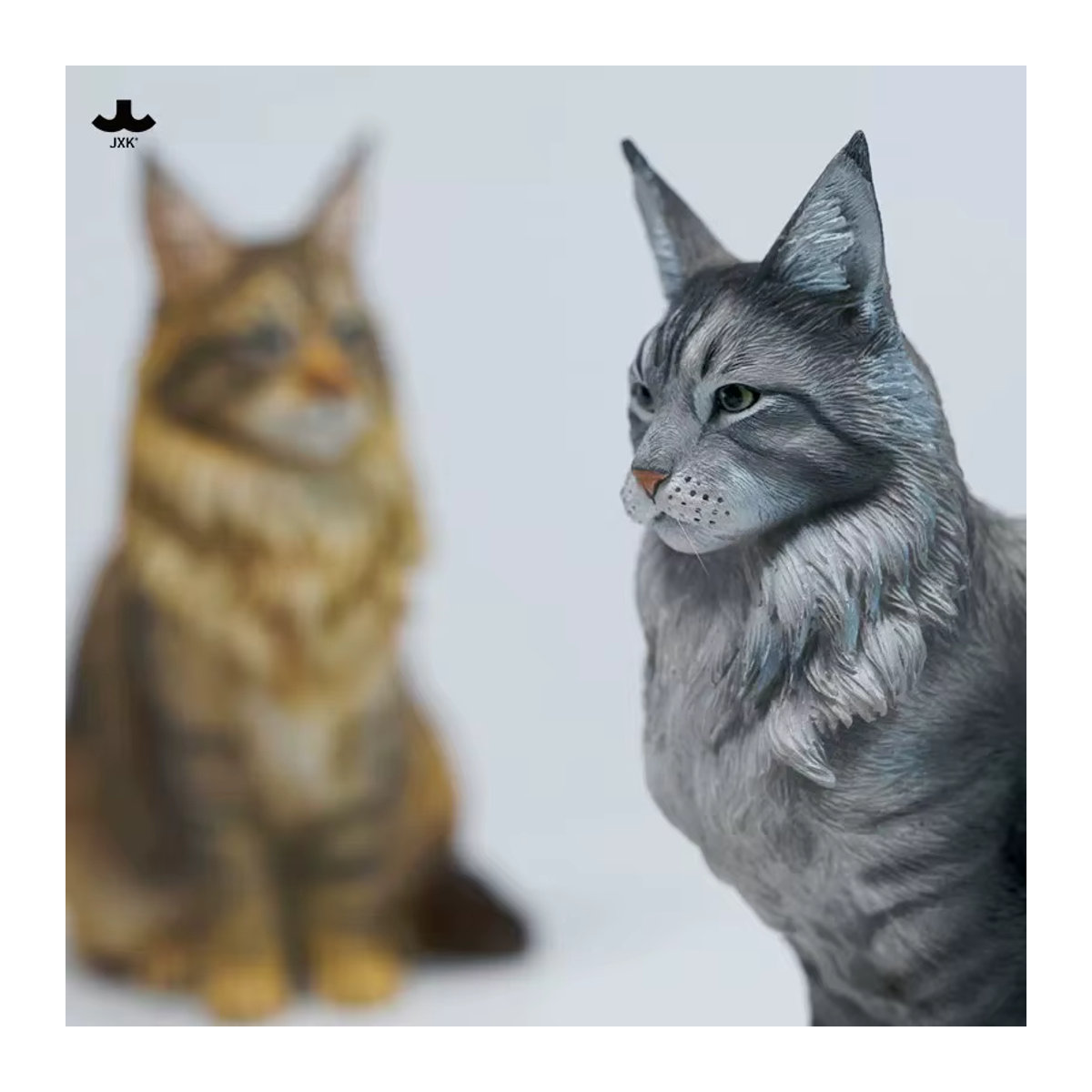JXK364A/B Maine Coon Katze Tierfigur aus Kunstharz im 1/6 Maßstab, mehrfarbig, sitzende Katzenfigur für die Desktop-Dekoration - Bild 3