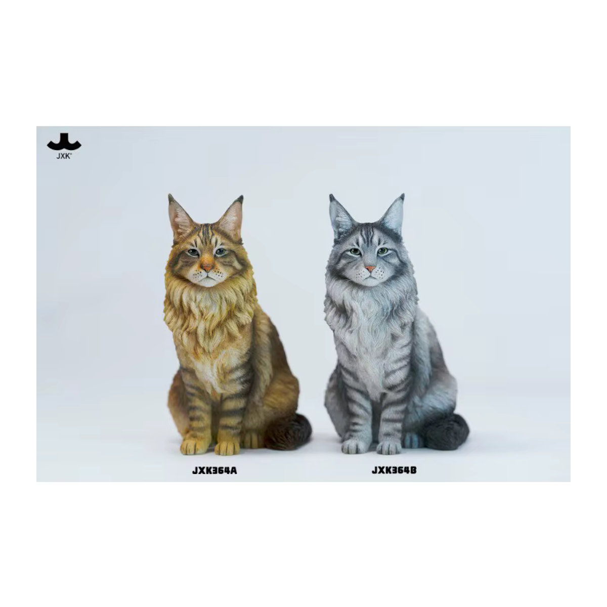JXK364A/B Maine Coon Katze Tierfigur aus Kunstharz im 1/6 Maßstab, mehrfarbig, sitzende Katzenfigur für die Desktop-Dekoration - Bild 4