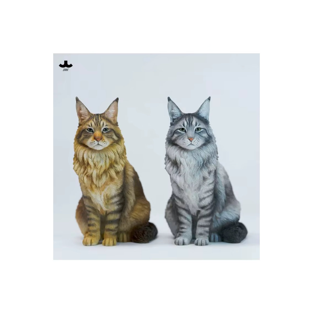 JXK364A/B Maine Coon Katze Tierfigur aus Kunstharz im 1/6 Maßstab, mehrfarbig, sitzende Katzenfigur für die Desktop-Dekoration - Bild 5
