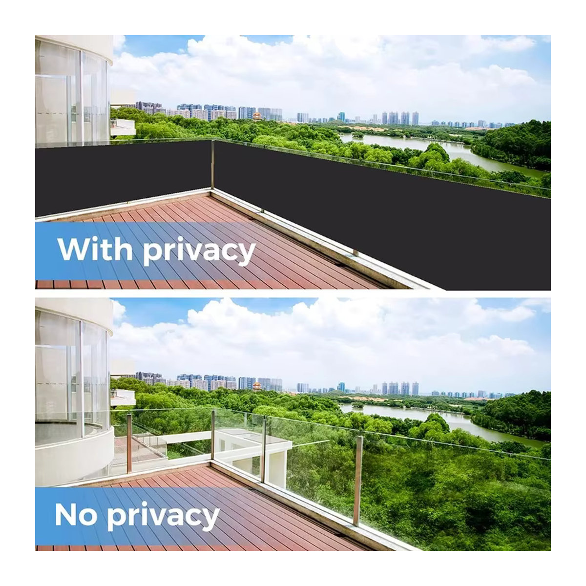 JYMCW Balkon-Sichtschutz aus Polyester als Gartenzaun-Abdeckung und Outdoor-Sonnenschutz in Schwarz, Breite: 300 cm, Höhe: 80 cm - Bild 4