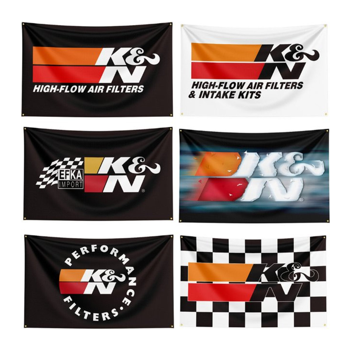 K&N Flagge aus Polyester als mehrfarbiges Autoteile-Banner für deine Dekoration, B x H: 90 x 150 cm - Bild 1