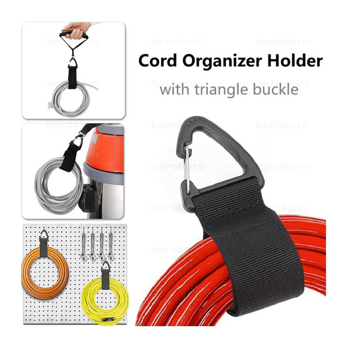 Kabel-Organizer-Halter aus Nylon mit dreieckiger Schnalle für Kabel und Schläuche, Schwarz - Bild 4