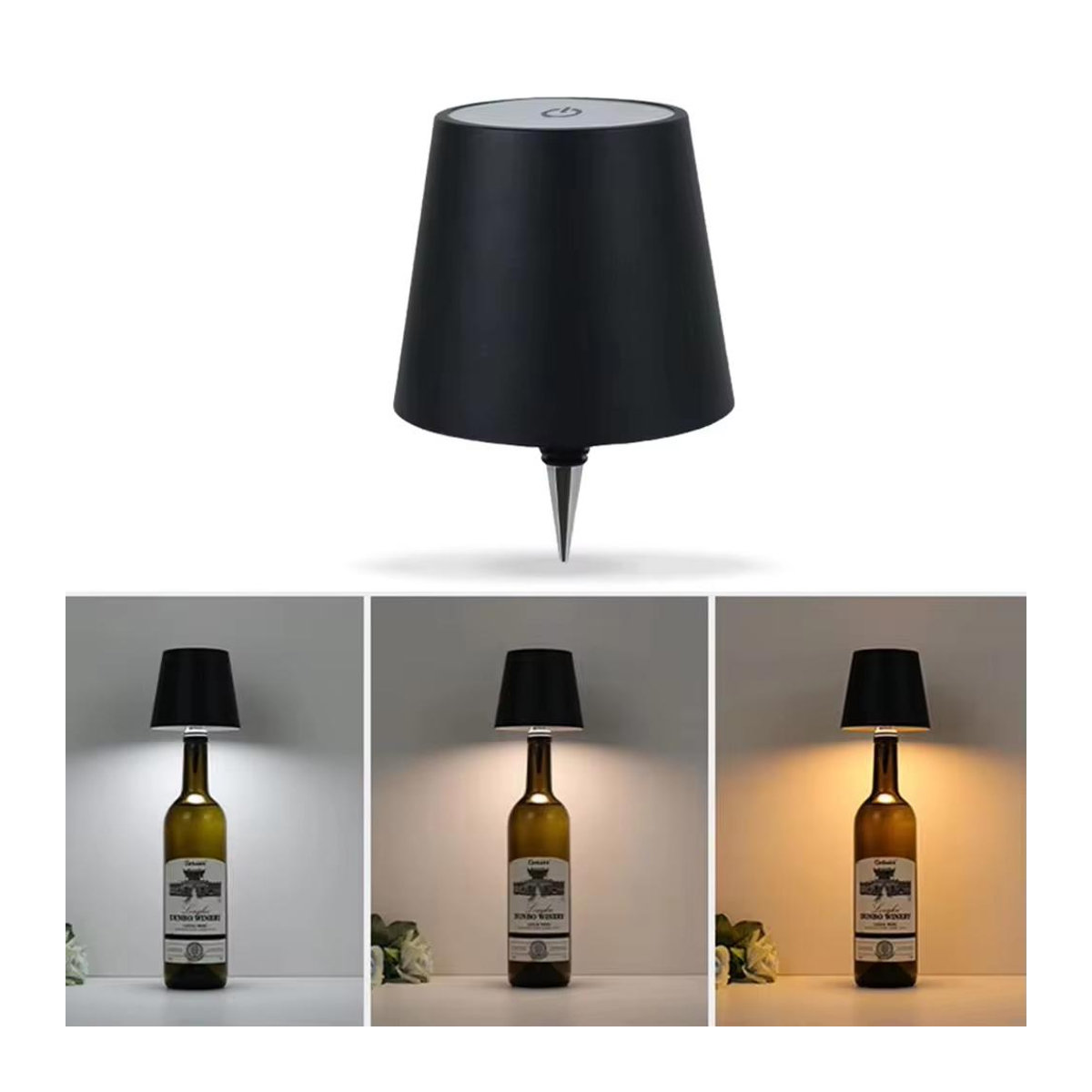 Kabellose LED-Weinflaschenlampe von YJMP Super Lighting in Weiß mit Touch-Steuerung und stufenlosem Dimmen - Bild 5