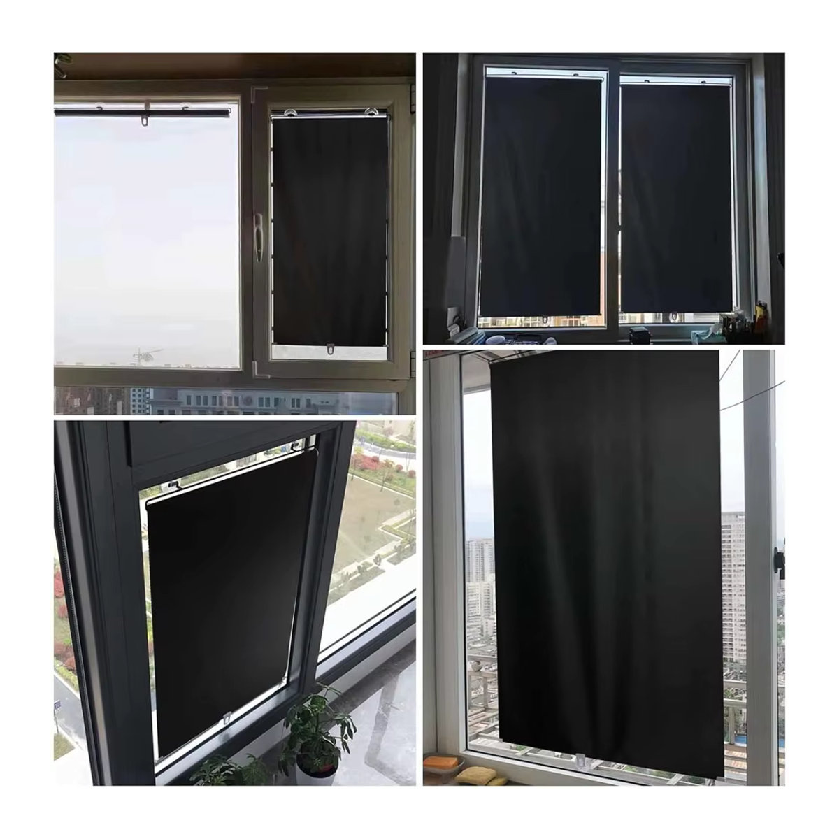 Kabelloser einziehbarer Rollschutz in Schwarz zur Verdunkelung und zum Sonnenschutz ohne Bohren für Fenster, Zuhause und Büro - Bild 3