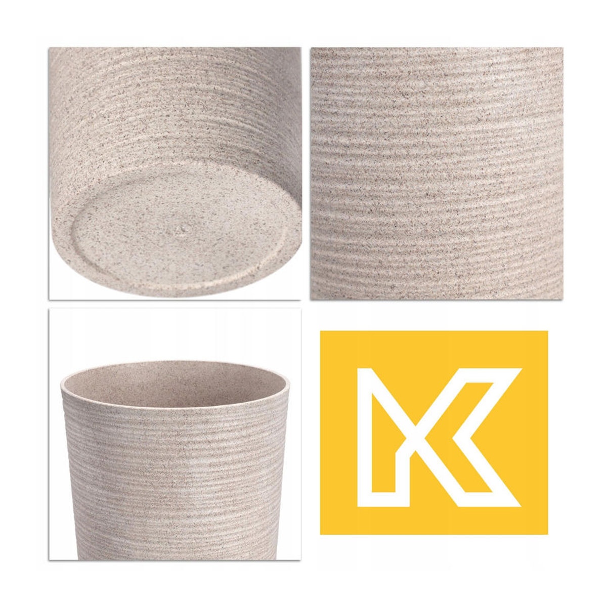KADAX Set aus 3 Blumentöpfen mit Übertopf und Blumenständer für den Garten in Beige und Grau - Bild 2