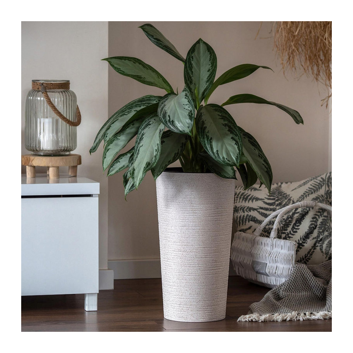 KADAX Set aus 3 Blumentöpfen mit Übertopf und Blumenständer für den Garten in Beige und Grau - Bild 4