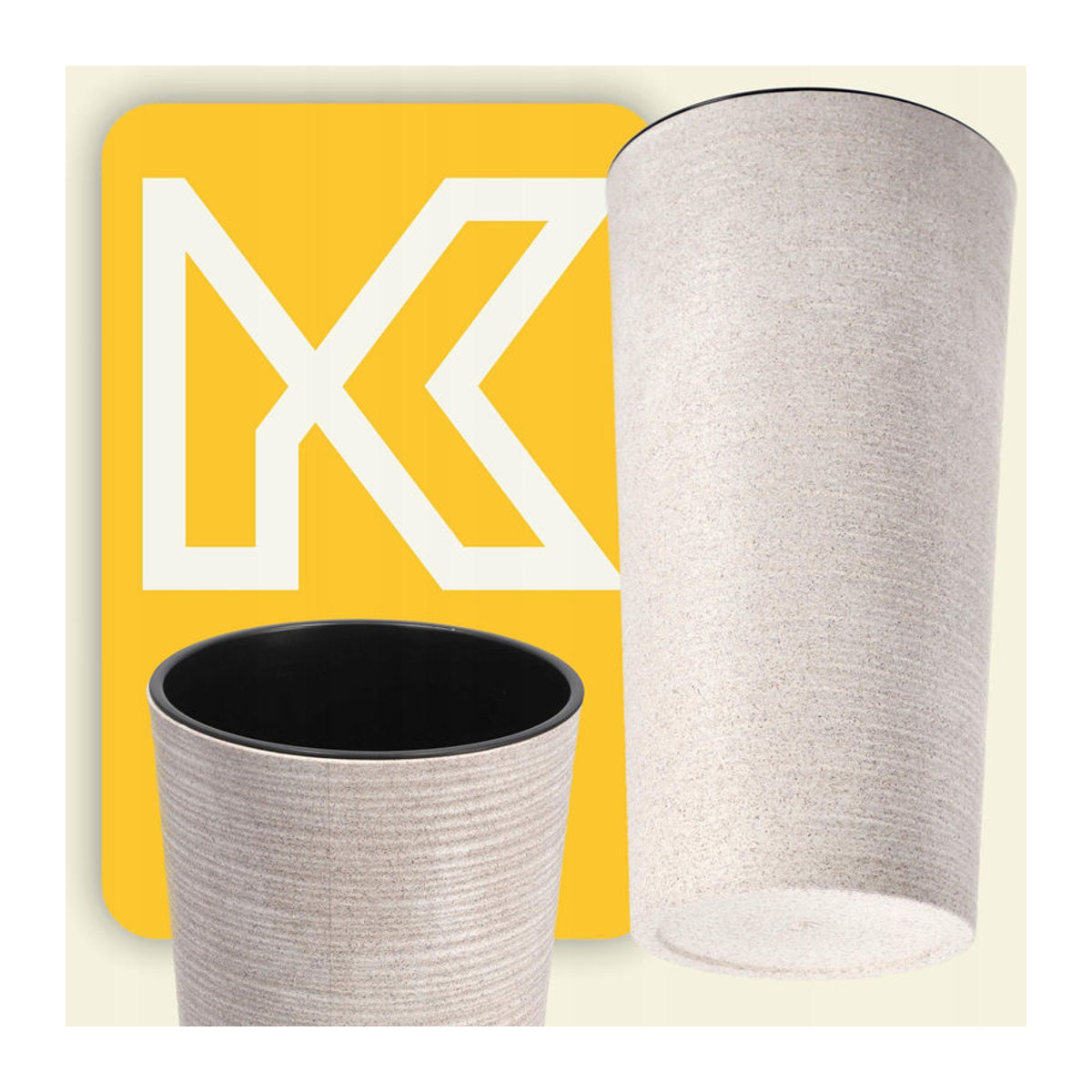 KADAX Set aus 3 Blumentöpfen mit Übertopf und Blumenständer für den Garten in Beige und Grau - Bild 5