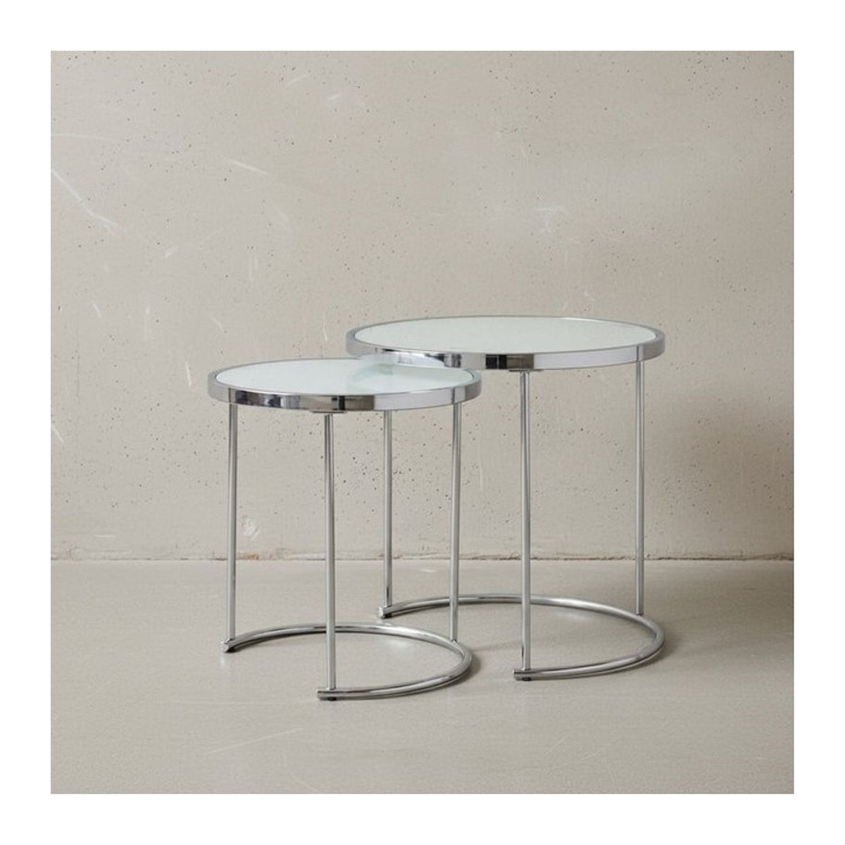 KADIMA DESIGN 2-teiliges rundes Couchtisch-Set aus Glas und Chrom in modernem Design - Bild 1