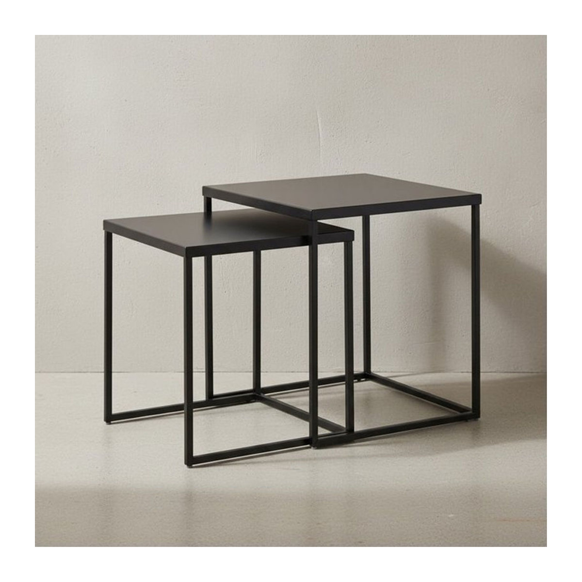 KADIMA DESIGN 2er Set Beistelltische im Industrial Design aus Metall in Schwarz, quadratisch, B/T/H: 40 x 40 x 45 cm - Bild 1