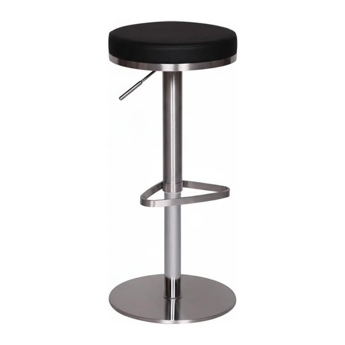 KADIMA DESIGN Barhocker ELBE in Schwarz, höhenverstellbar mit gepolsterter Kunstleder-Sitzfläche und Triangel Fußablage aus Metall, modern - Bild 1