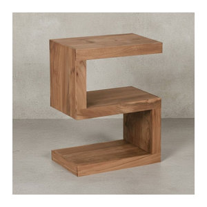 KADIMA DESIGN Beistelltisch NAKO aus Akazie Massivholz in Braun, Rechteckig, B: 44 cm, T: 30 cm, H: 60 cm