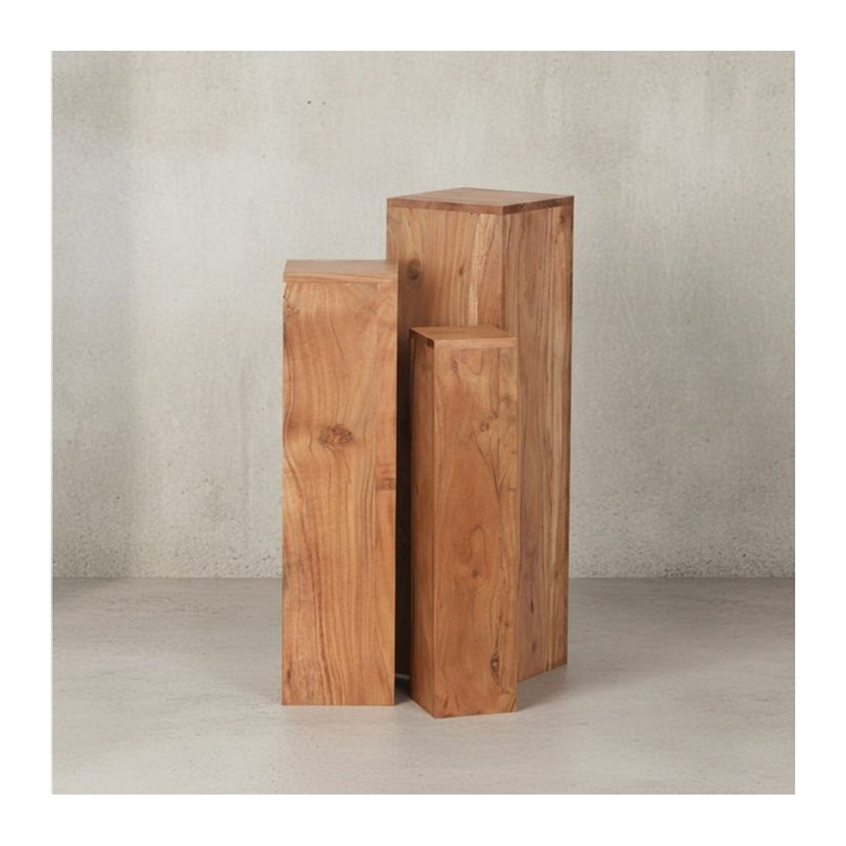 KADIMA DESIGN Beistelltisch-Set aus Akazie Massivholz in Natur, 3-teilig, quadratisch und minimalistisch - Bild 1