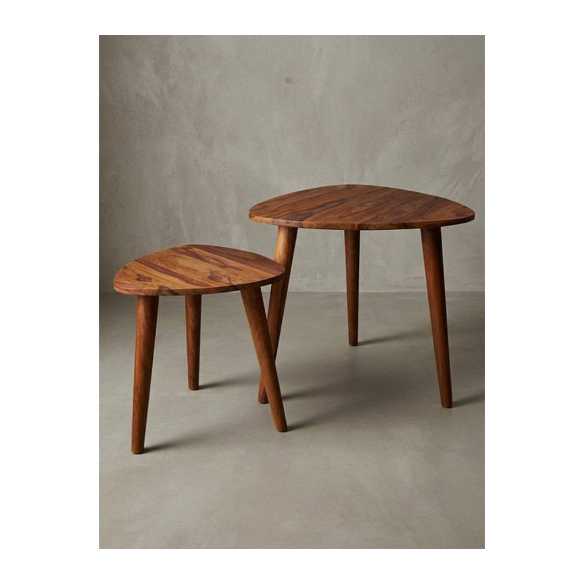 KADIMA DESIGN Beistelltisch Set aus Massivholz Sheesham in Braun, 2 Stück, quadratisch im Landhausstil und Skandinavisch-Design - Bild 1