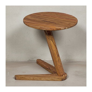 KADIMA DESIGN Beistelltisch Teko aus Massivholz, Rund, Braun, Höhe: 50 cm
