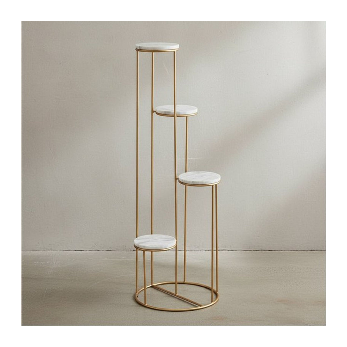 KADIMA DESIGN Blumenständer aus echtem Marmor und Metall in Gold, quadratischer Pflanzenständer für deine Dekoration - Bild 1