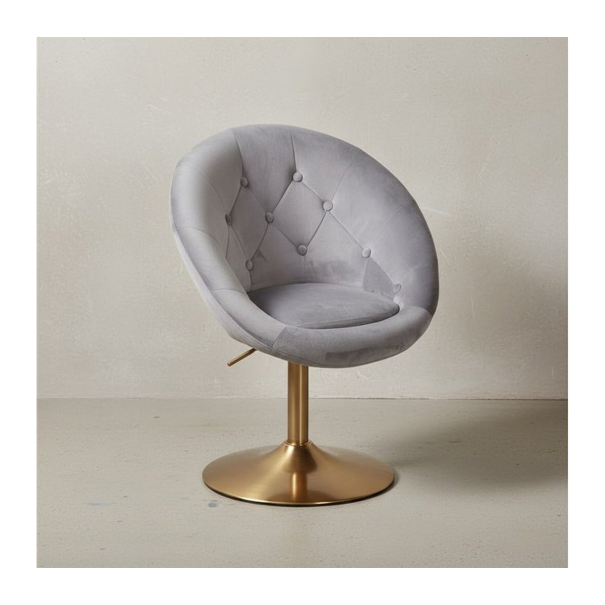 KADIMA DESIGN Chesterfield-Loungesessel ADDA mit 360° Drehfunktion und Samtbezug in Pink, Blau oder Grau, B/T/H: 67 x 80-100 x 62 cm - Bild 1
