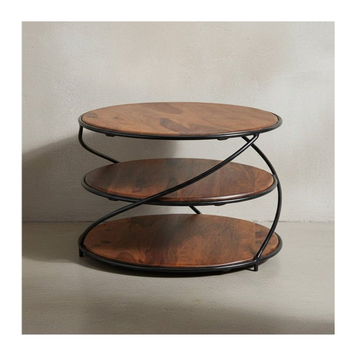 KADIMA DESIGN Couchtisch aus Massivholz und Edelstahl, quadratisch, Braun, B/T: 58 x 58 cm, Höhe: 40 cm - Bild 1