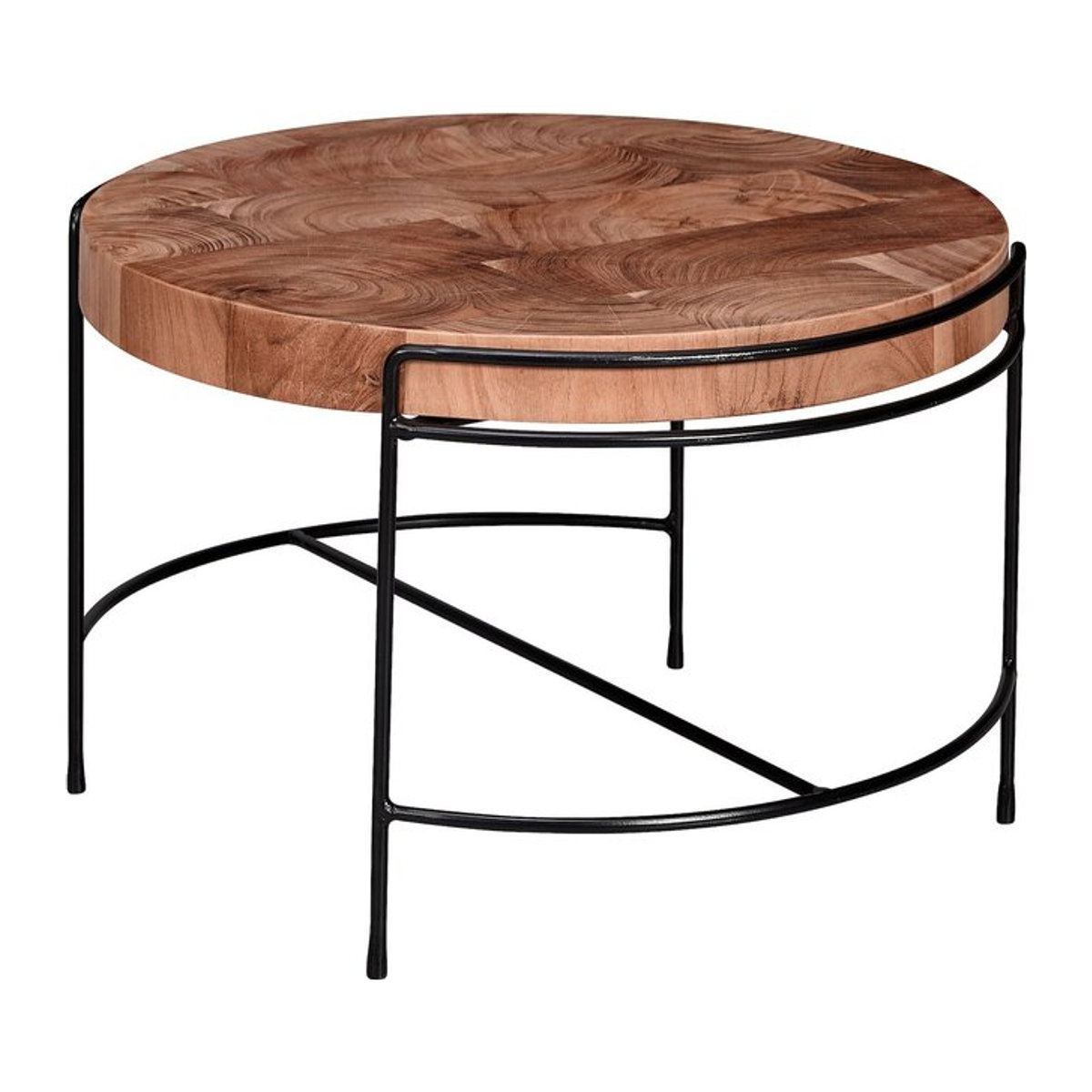 KADIMA DESIGN Couchtisch im Industrial-Stil aus Akazienholz und Metall, Braun/Schwarz, B: 62 cm, T: 40 cm, H: 62 cm - Bild 1