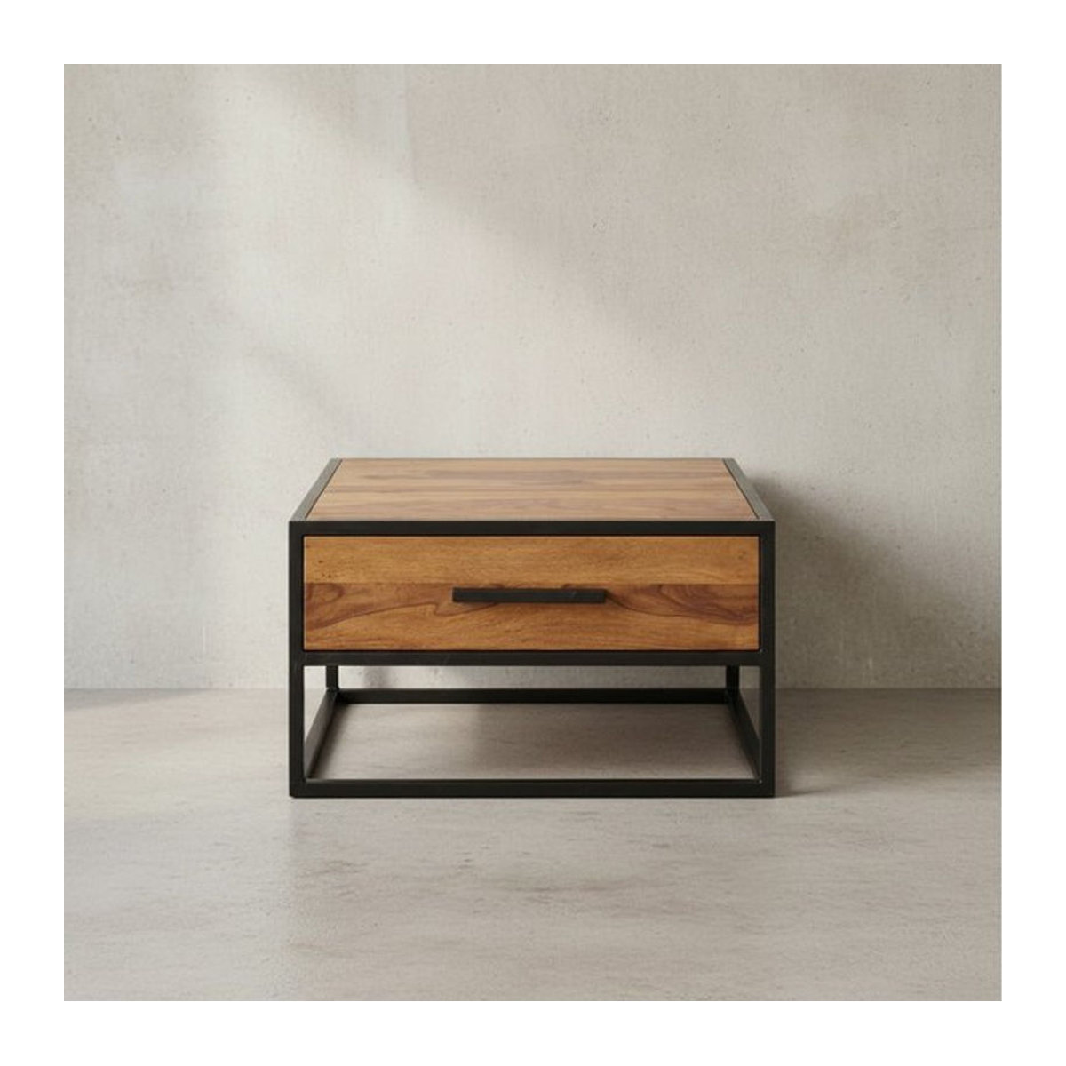 KADIMA DESIGN Couchtisch im Industrial-Stil aus Massivholz und Metall in Braun, quadratisch - Bild 1